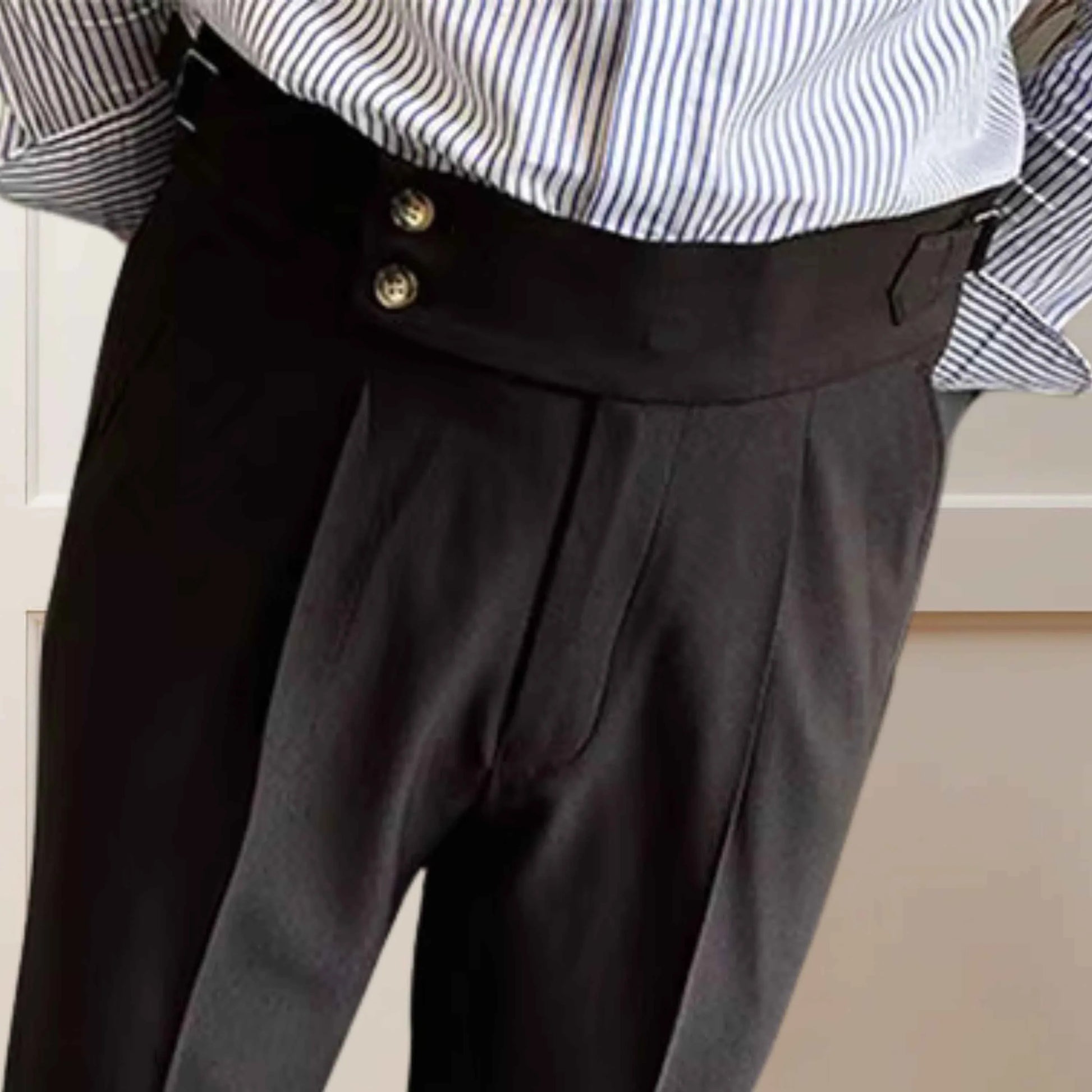 Black Gurkha Pants Double Button | Tailored Fit – Adam Spirit - Adam Spirit