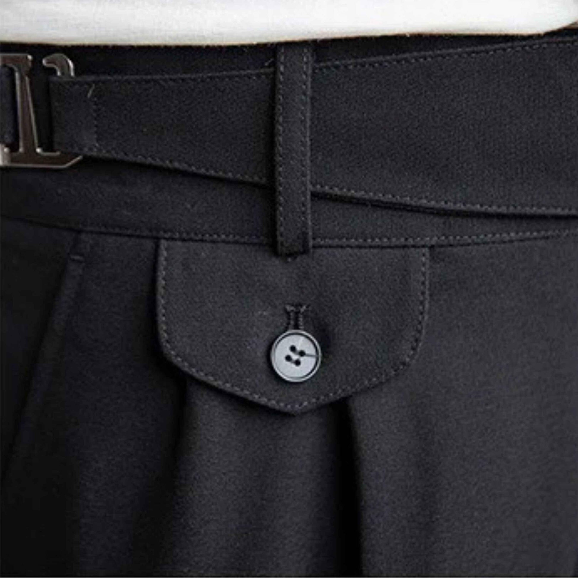 Black Gurkha Pants with Right Front Side Adjuster Buckle| by Adam Spirit - Adam Spirit