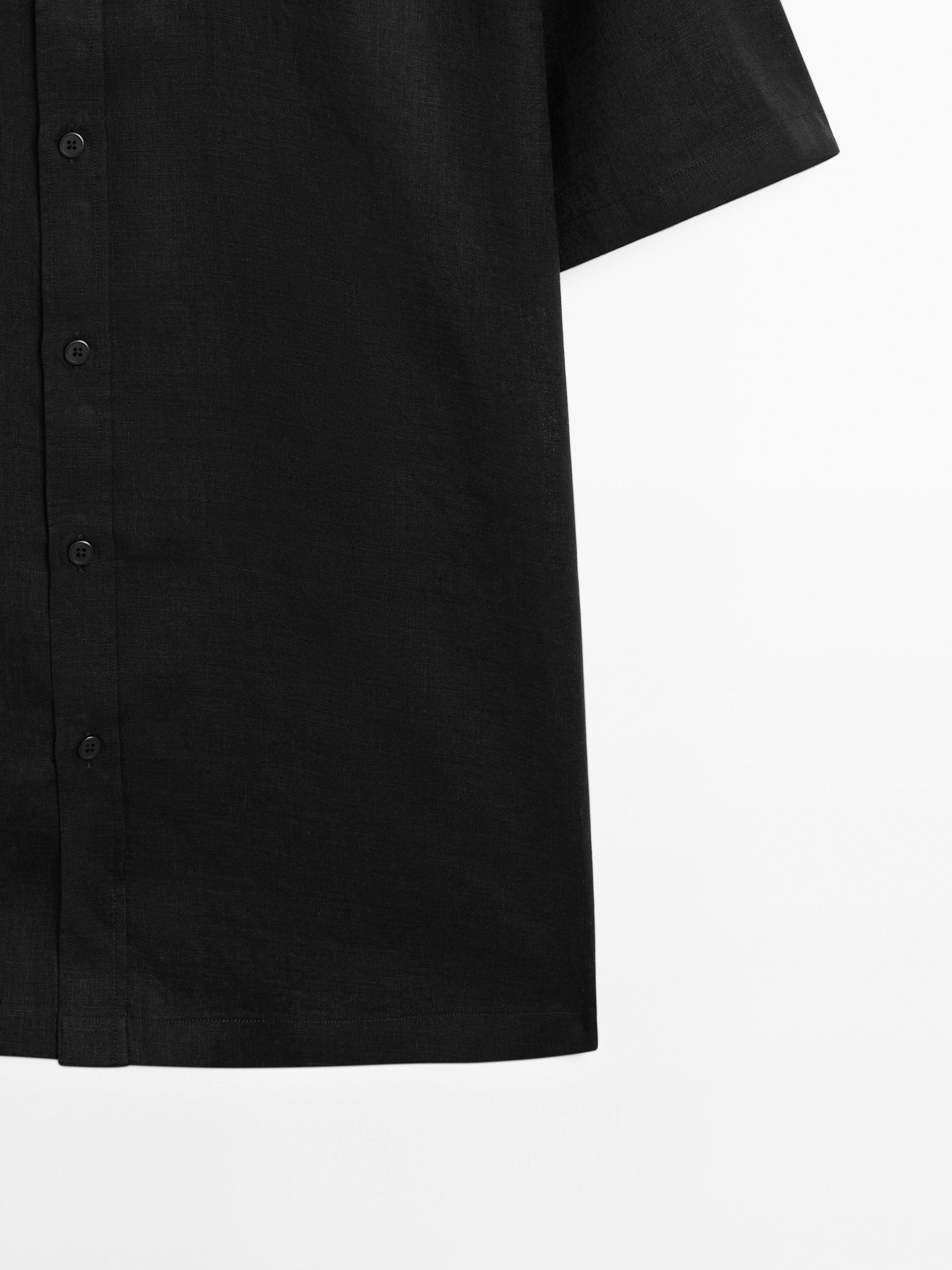 Black Linen Shirt Relaxed Fit Half Sleeves - Adam Spirit