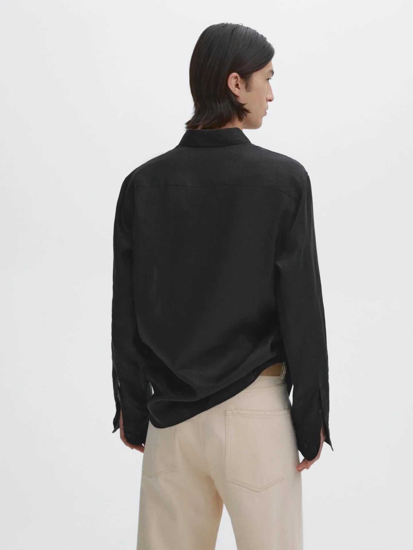 Black Linen Shirt  Relaxed Fit Summer Essential for Effortless Style - Adam Spirit