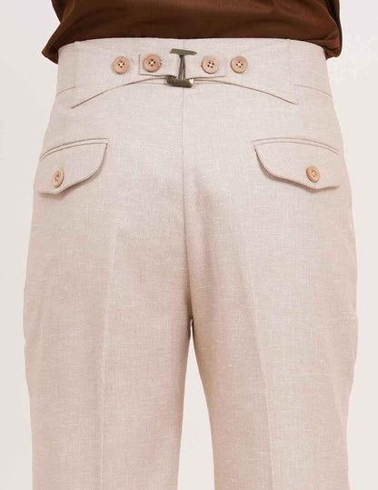 Blush Beige Double Button Gurkha Pant With Side Adjuster by Adam Spirit - Adam Spirit