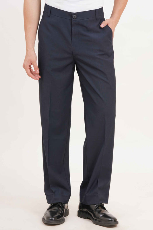 Navy Blue Comfort Fit Trousers - Adam Spirit