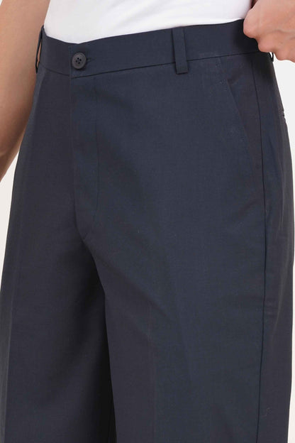 Navy Blue Comfort Fit Trousers - Adam Spirit
