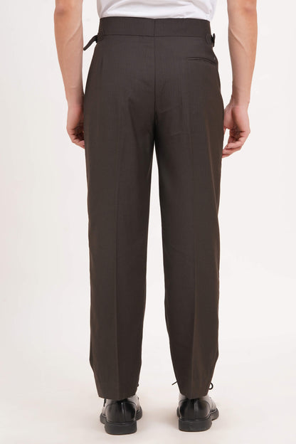 Espresso Brown Pants Double Button Gurkha Pant With Side Adjuster by Adam Spirit - Adam Spirit