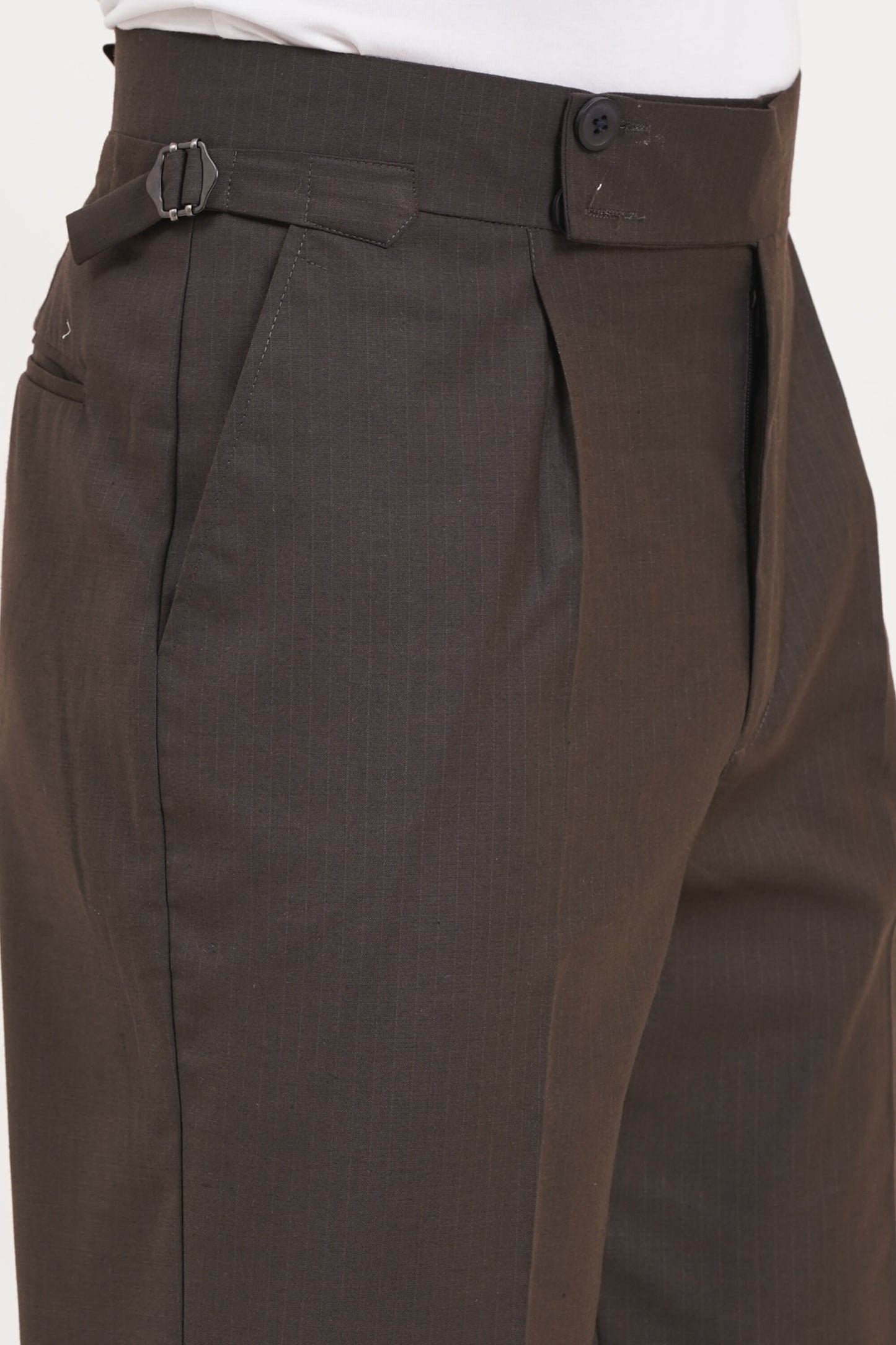 Espresso Brown Pants Double Button Gurkha Pant With Side Adjuster by Adam Spirit - Adam Spirit