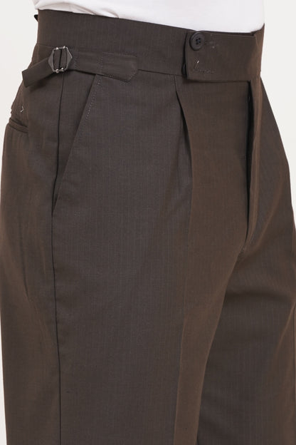 Espresso Brown Pants Double Button Gurkha Pant With Side Adjuster by Adam Spirit - Adam Spirit