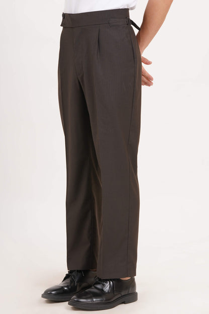 Espresso Brown Pants Double Button Gurkha Pant With Side Adjuster by Adam Spirit - Adam Spirit