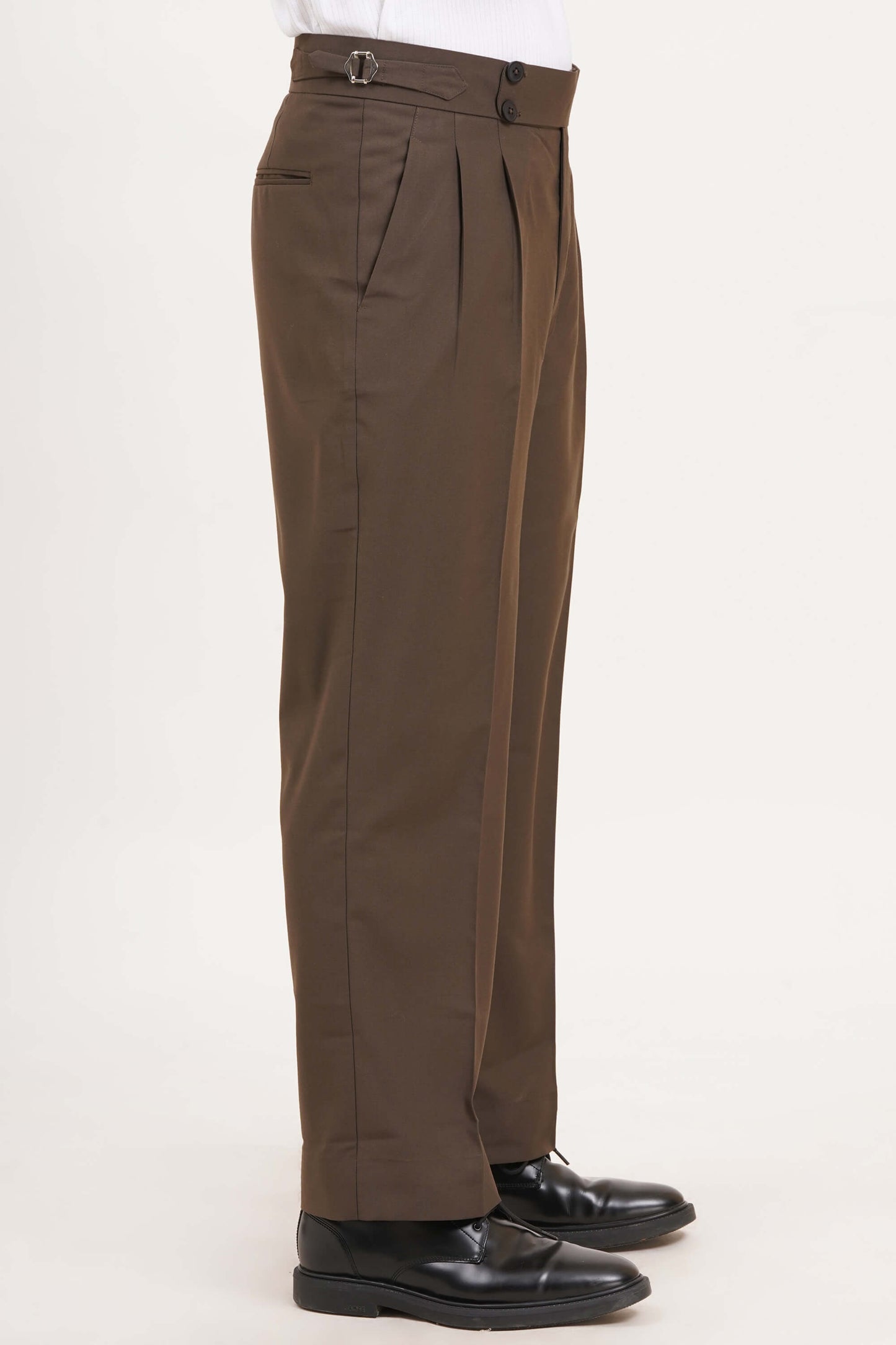 Tobacco Brown Pants Stripe Double Button Closure & Tailored Fit - Adam Spirit