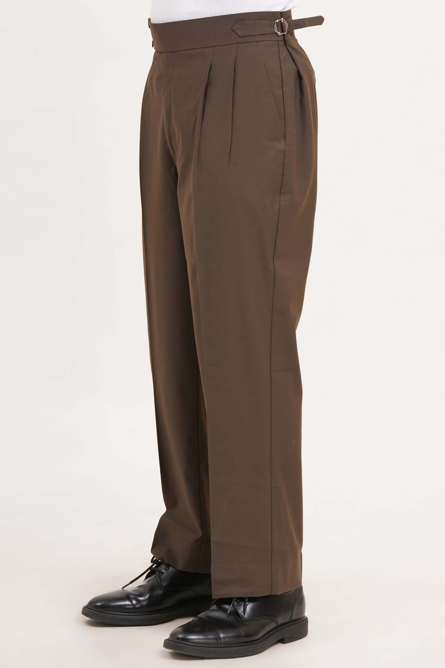 Tobacco Brown Pants Stripe Double Button Closure & Tailored Fit - Adam Spirit
