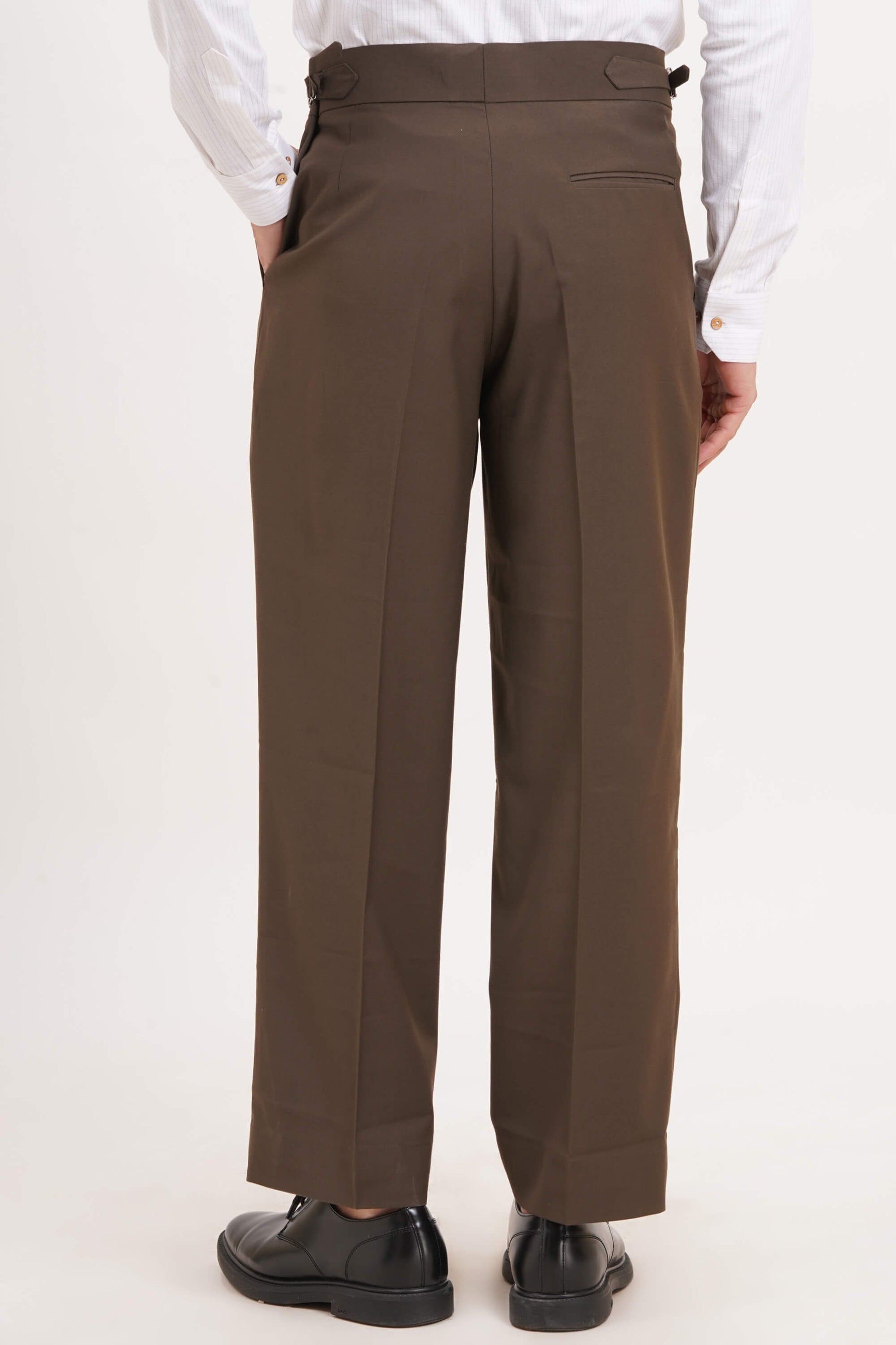 Tobacco Brown Pants Stripe Double Button Closure & Tailored Fit - Adam Spirit