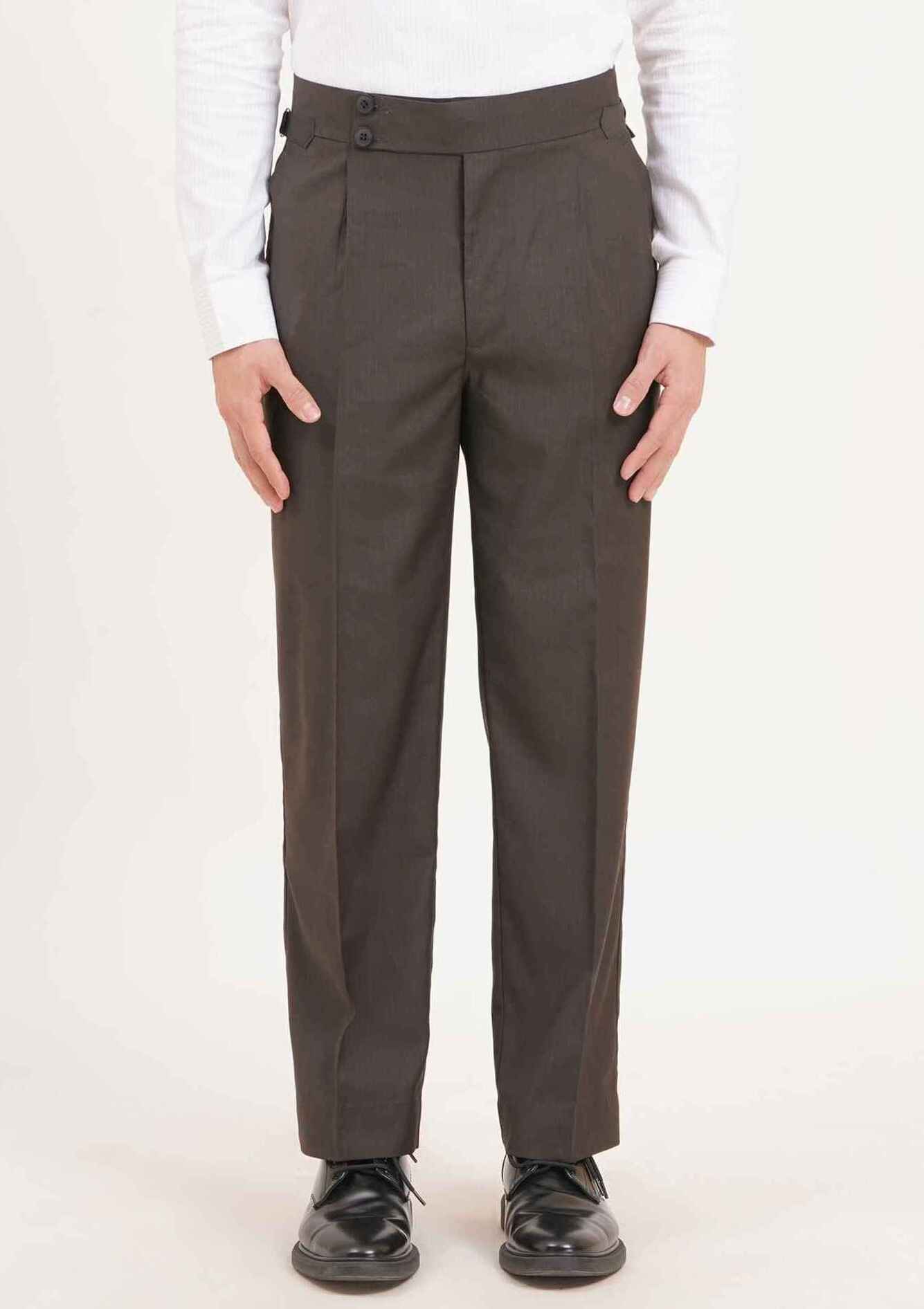 Dark Olive Green Gurkha Pants Double Botton with Side Adjusters Military-Inspired Elegance - Adam Spirit