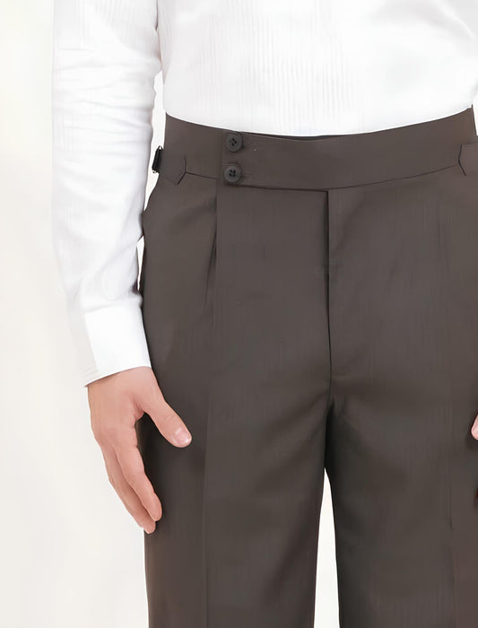 Dark Olive Green Gurkha Pants Double Botton with Side Adjusters Military-Inspired Elegance - Adam Spirit