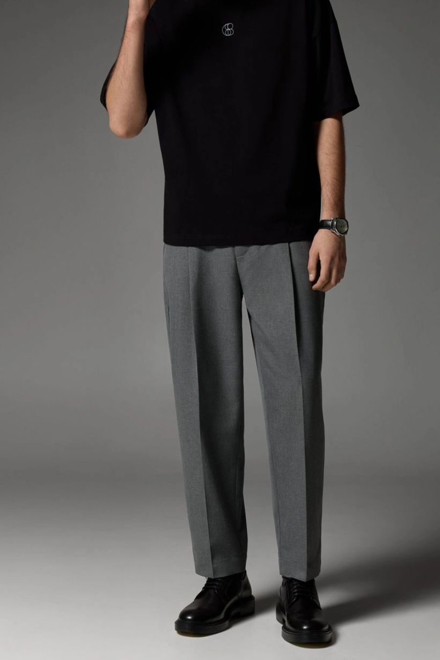 Gray Loose Fit Palazzo Pants - Adam Spirit