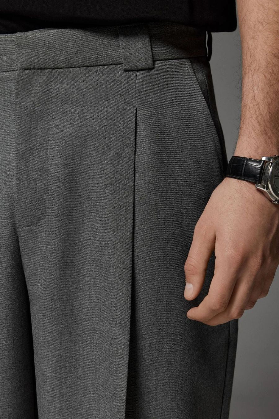 Gray Loose Fit Palazzo Pants - Adam Spirit