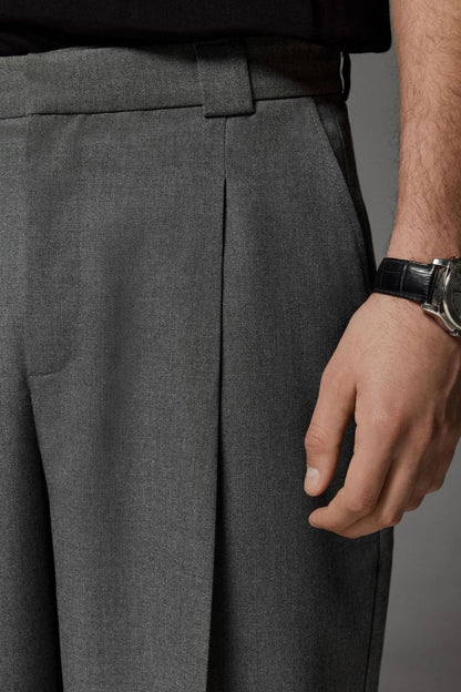 Gray Loose Fit Palazzo Pants - Adam Spirit