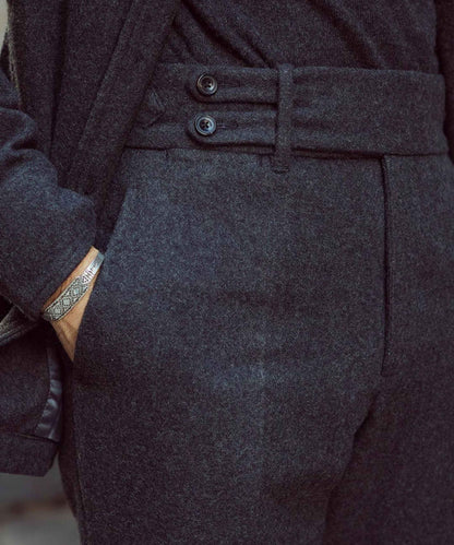 Gray Wool Pants – Double Hook Button & Tailored Fit (Premium) - Adam Spirit