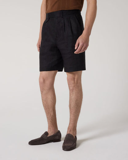 Black Linen Beach Shorts With Side Adjusters – Lightweight & Breathable Summer Essential - Adam Spirit
