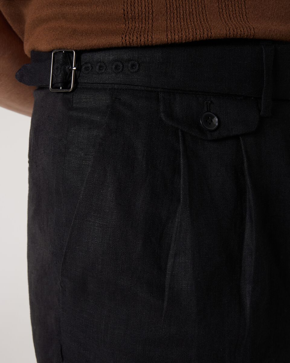 Black Linen Beach Shorts With Side Adjusters – Lightweight & Breathable Summer Essential - Adam Spirit