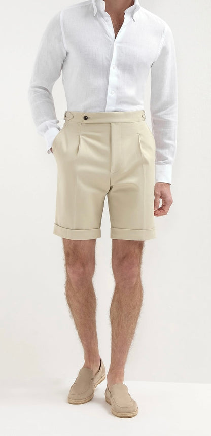Beige Shorts with Side Adjusters – Tailored Fit & Timeless Style - Adam Spirit