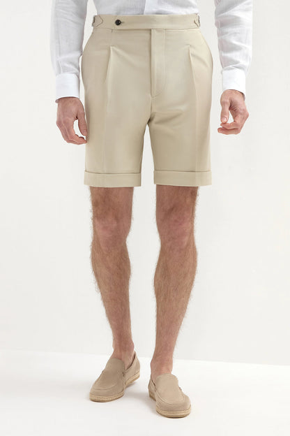 Beige Shorts with Side Adjusters – Tailored Fit & Timeless Style - Adam Spirit