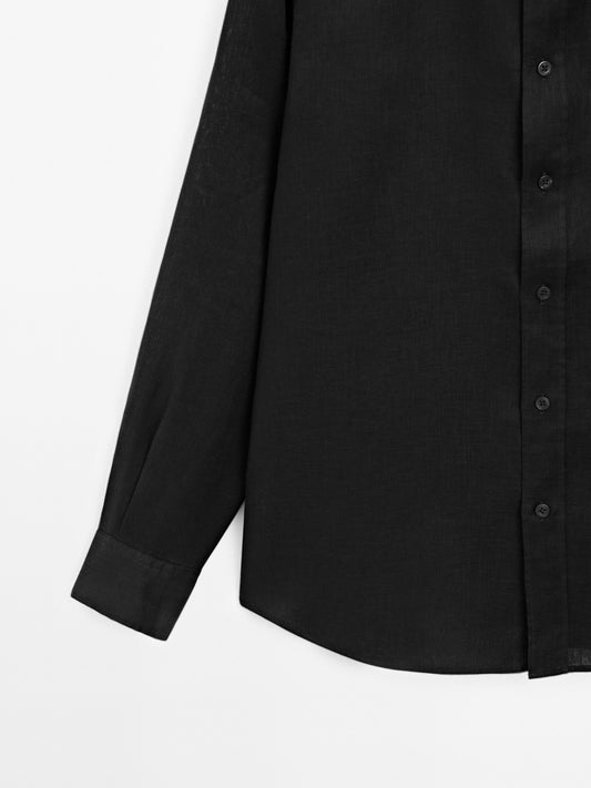 Black Linen Shirt – Relaxed Fit Summer Essential for Effortless Style