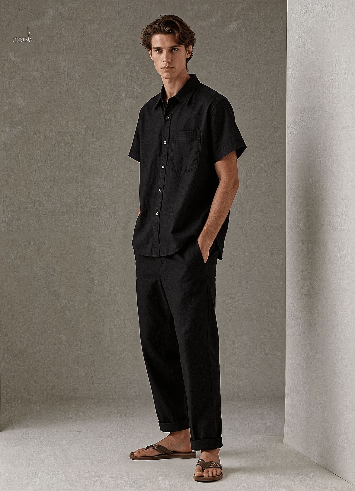 Men’s Black Linen Co-ords set  Breathable & Stylish Two-Piece Outfit - Adam Spirit