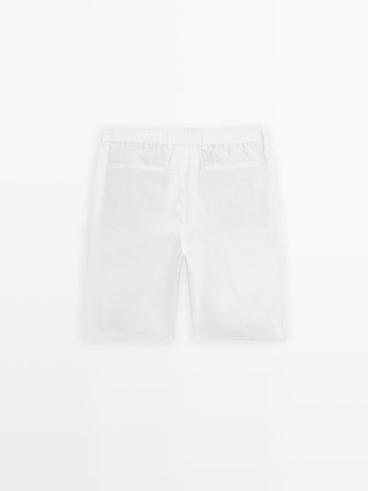 Men's Linen Shorts  Tailored Summer Fit with Elastic Waistband - Adam Spirit