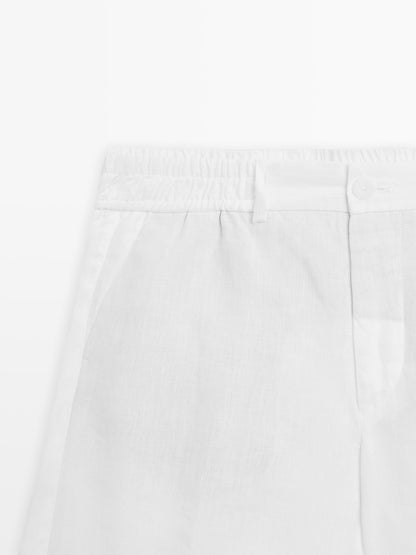 Men's Linen Shorts  Tailored Summer Fit with Elastic Waistband - Adam Spirit