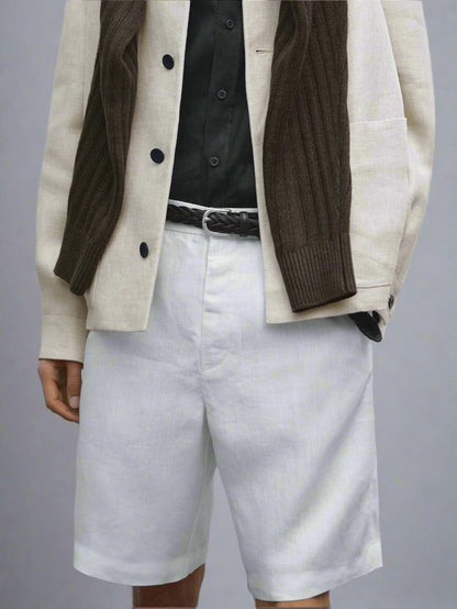 Men's Linen Shorts  Tailored Summer Fit with Elastic Waistband - Adam Spirit