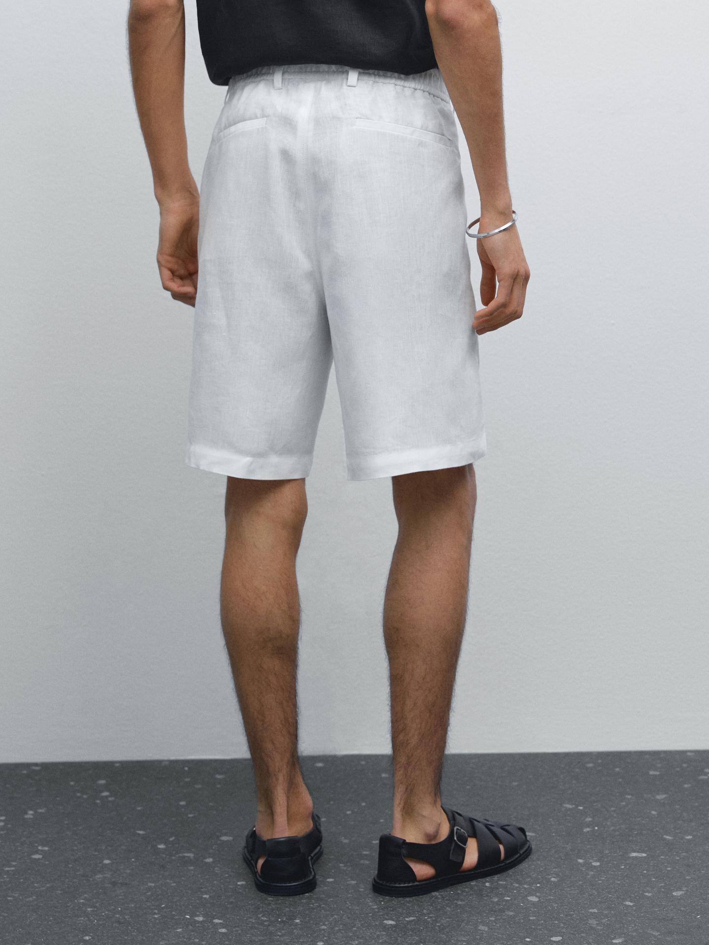 Men's Linen Shorts  Tailored Summer Fit with Elastic Waistband - Adam Spirit