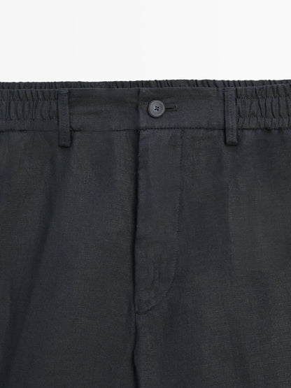 Men's Linen Shorts  Tailored Summer Fit with Elastic Waistband - Adam Spirit