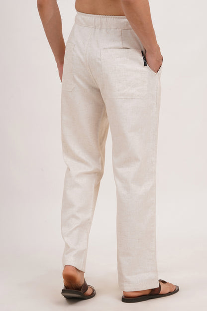 Men’s Warm Ivory Linen Blend Co-ords set Breathable & Stylish Two-Piece Outfit - Adam Spirit