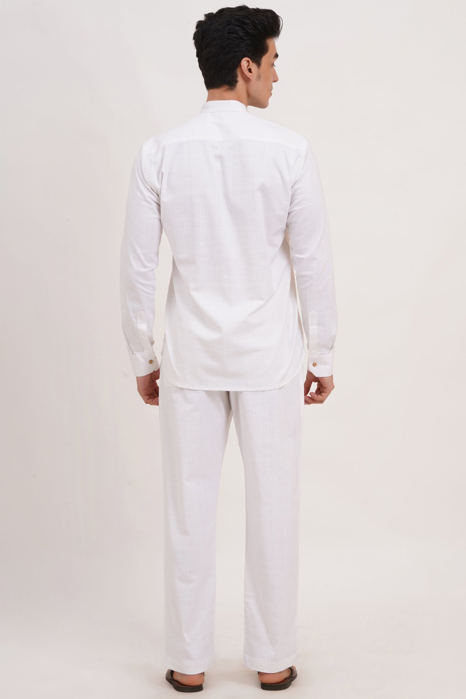 Men’s White Co-ords set  Classic Comfort in a Luxe Linen Blend - Adam Spirit