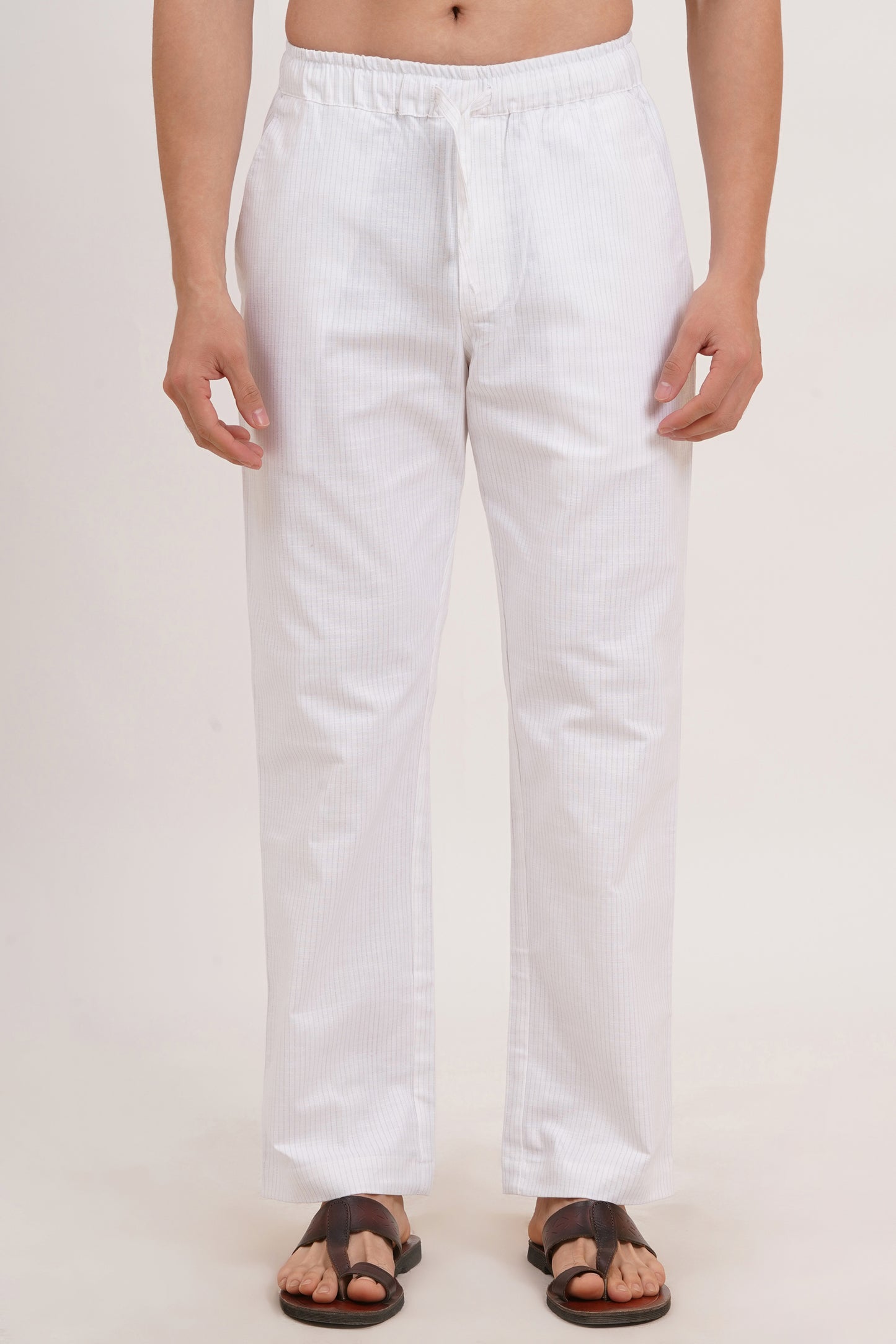 Men’s White Co-ords set  Classic Comfort in a Luxe Linen Blend - Adam Spirit