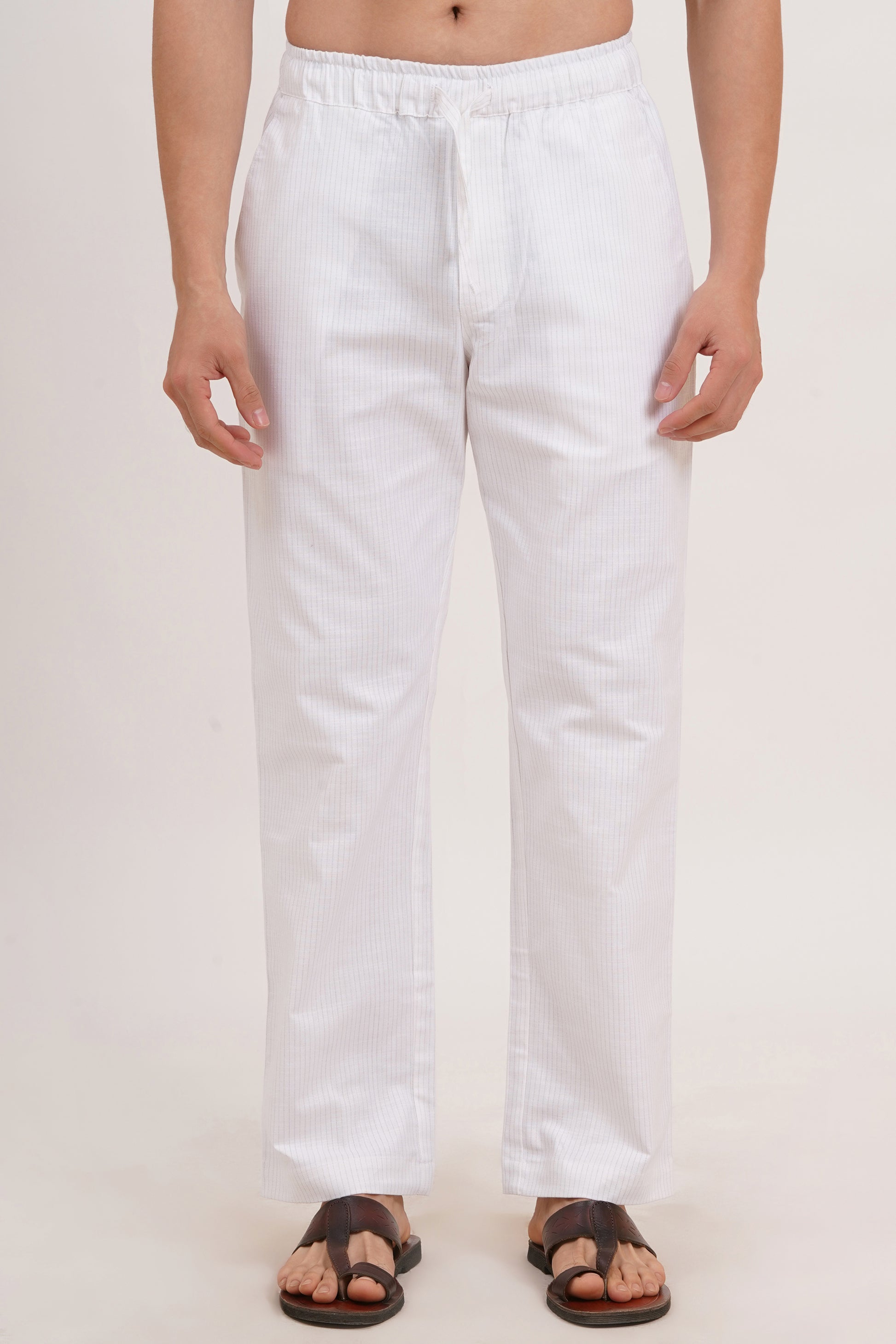 Men’s White Co-ords set  Classic Comfort in a Luxe Linen Blend - Adam Spirit