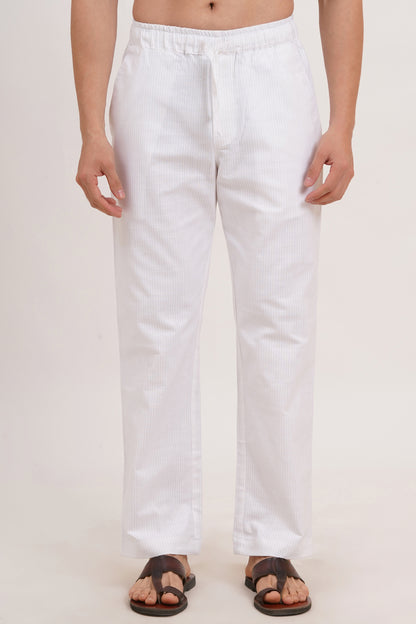 Men’s White Co-ords set  Classic Comfort in a Luxe Linen Blend - Adam Spirit