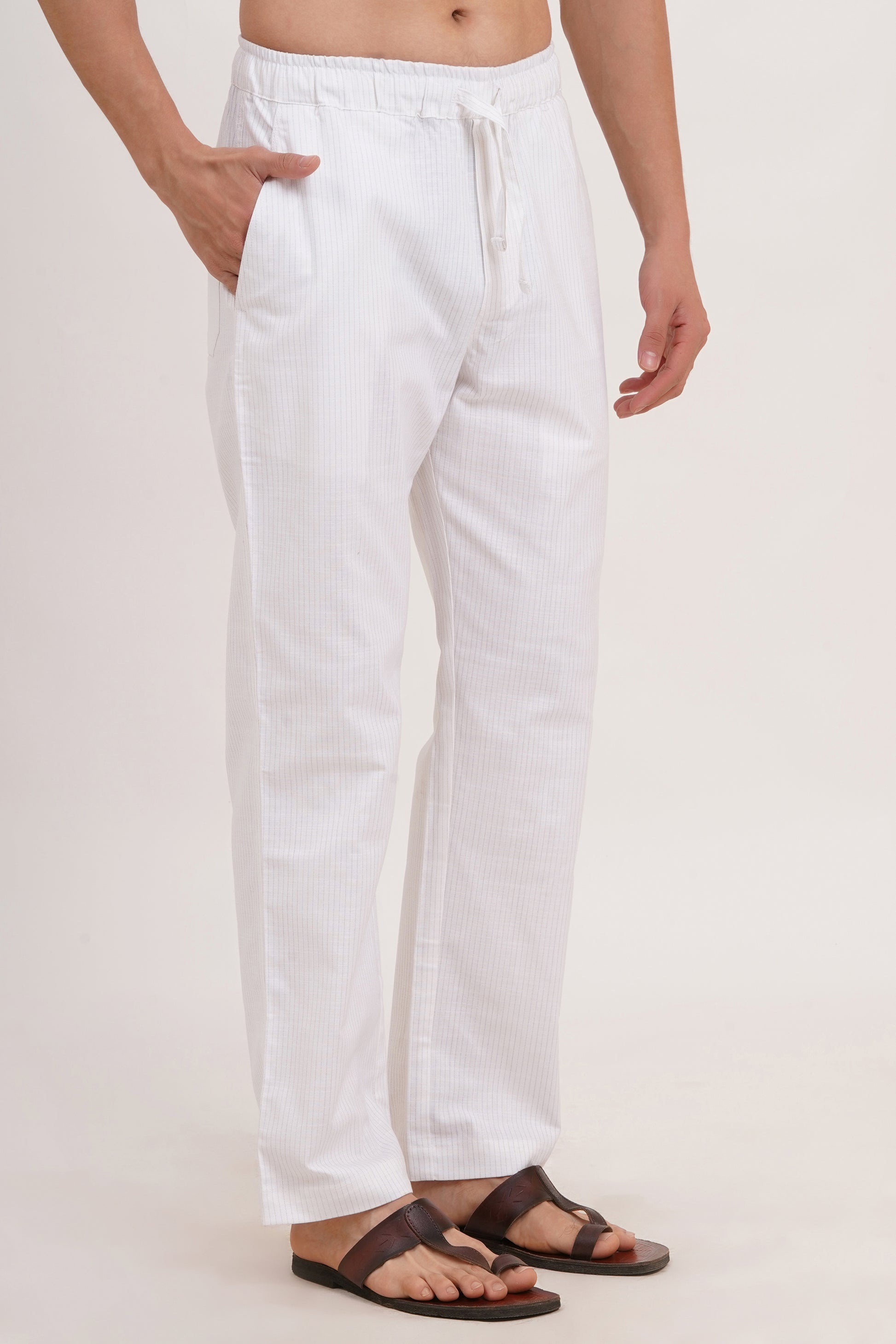 Men’s White Co-ords set  Classic Comfort in a Luxe Linen Blend - Adam Spirit