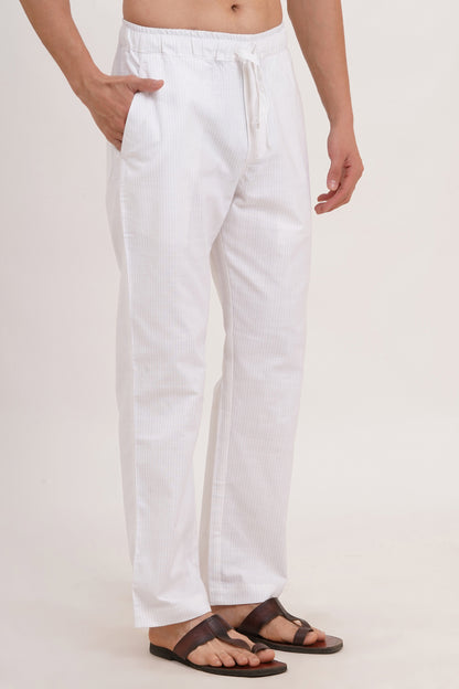 Men’s White Co-ords set  Classic Comfort in a Luxe Linen Blend - Adam Spirit