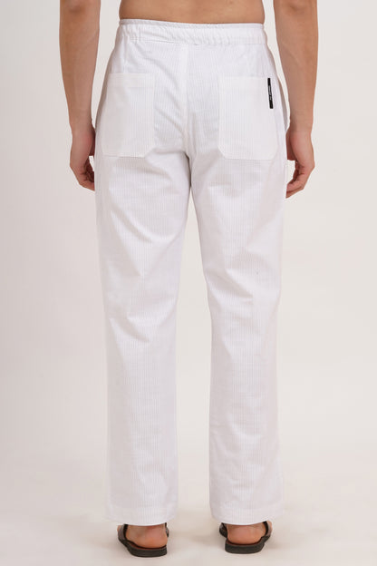 Men’s White Co-ords set  Classic Comfort in a Luxe Linen Blend - Adam Spirit