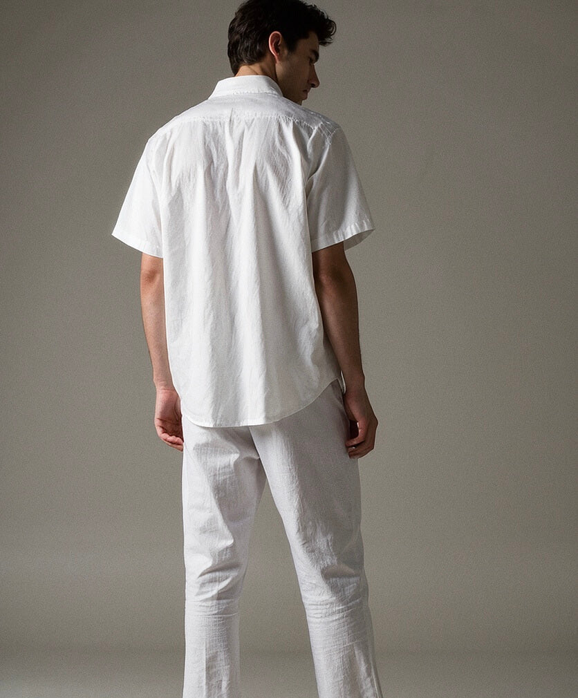 Men’s White Linen Co-ords set  Breathable & Stylish Two-Piece Outfit - Adam Spirit