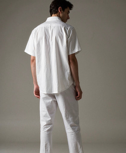 Men’s White Linen Co-ords set  Breathable & Stylish Two-Piece Outfit - Adam Spirit