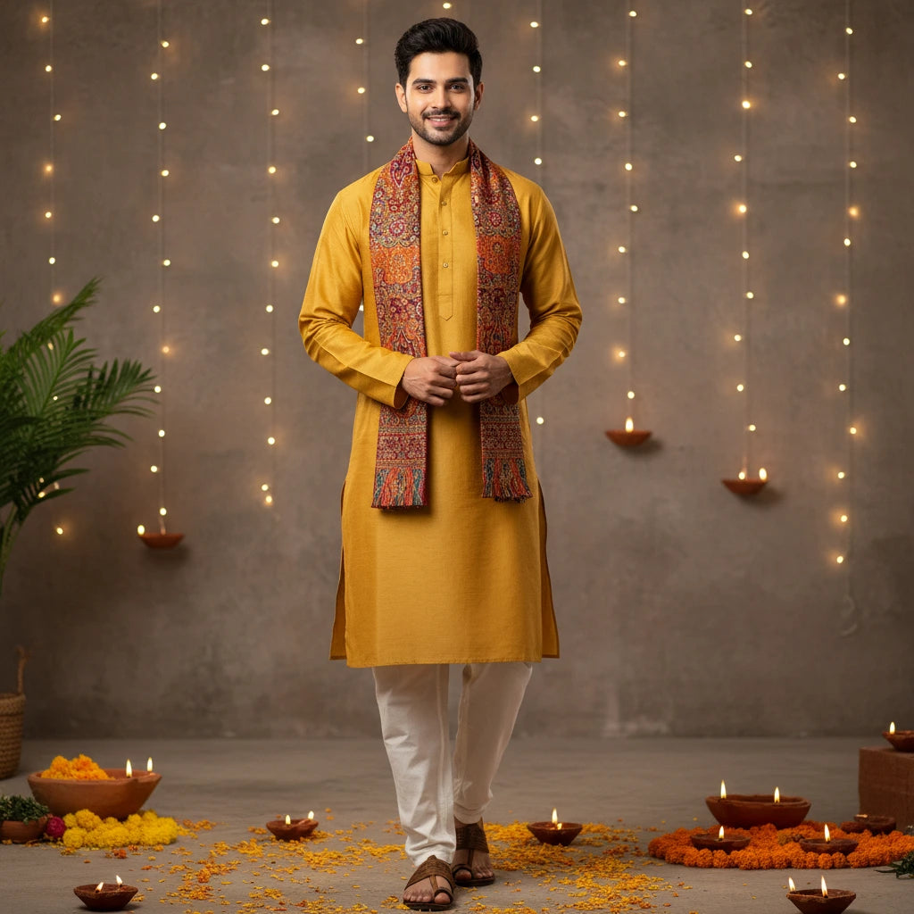 Men’s Yellow Kurta Pajama Set – Elegant Ethnic Wear for Weddings, Festive, and Traditional Occasions - Adam Spirit