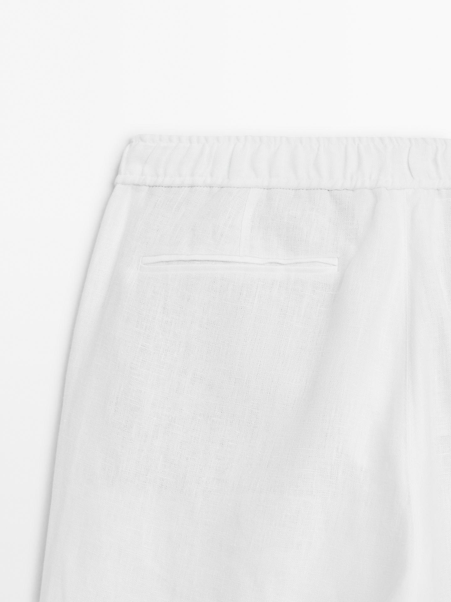 White Linen Drawstring Pants  Relaxed Fit Summer Bottoms for Effortless Comfort - Adam Spirit