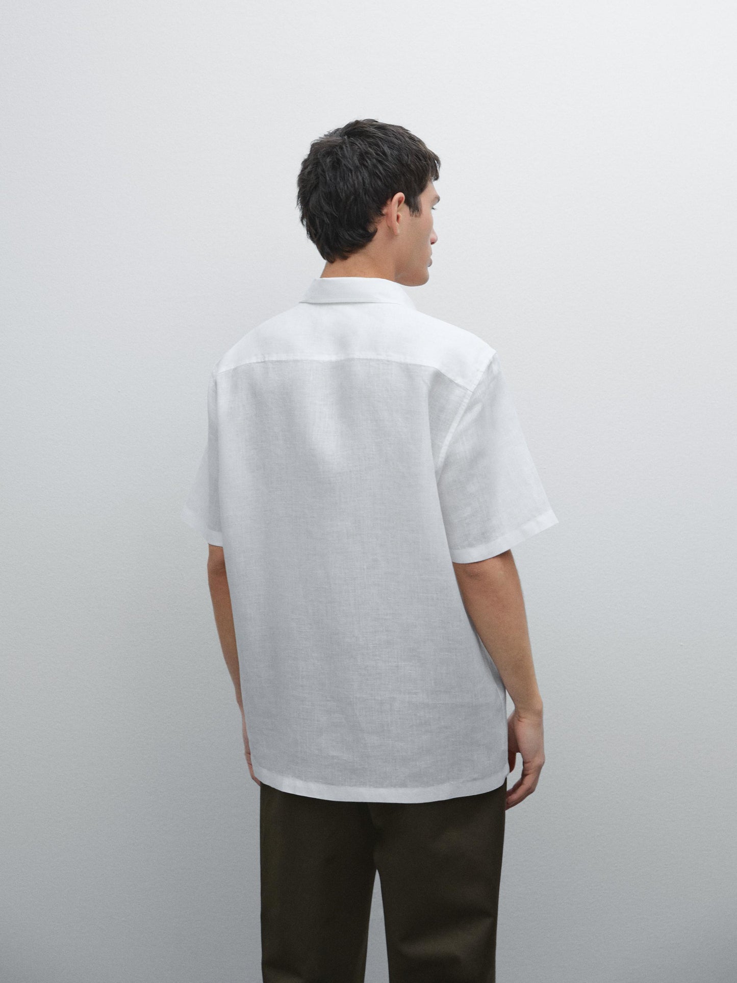White Linen Shirt  Relaxed Fit Half Sleeves - Adam Spirit