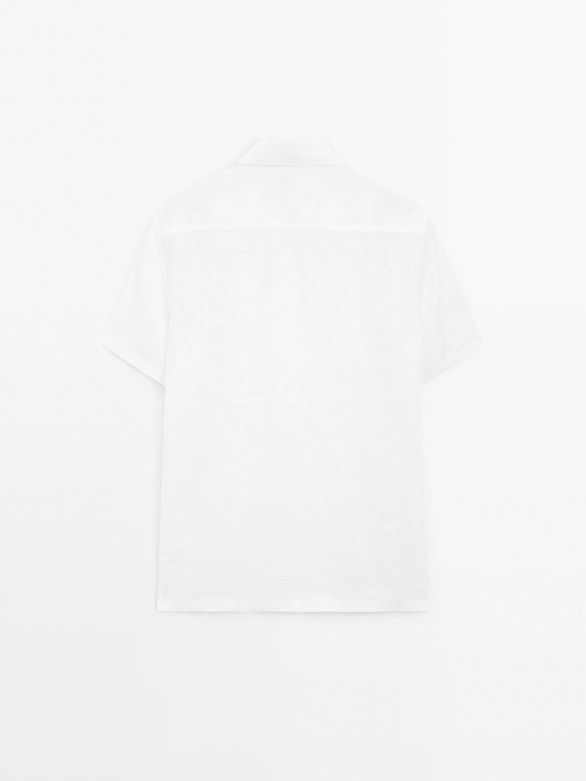 White Linen Shirt  Relaxed Fit Half Sleeves - Adam Spirit