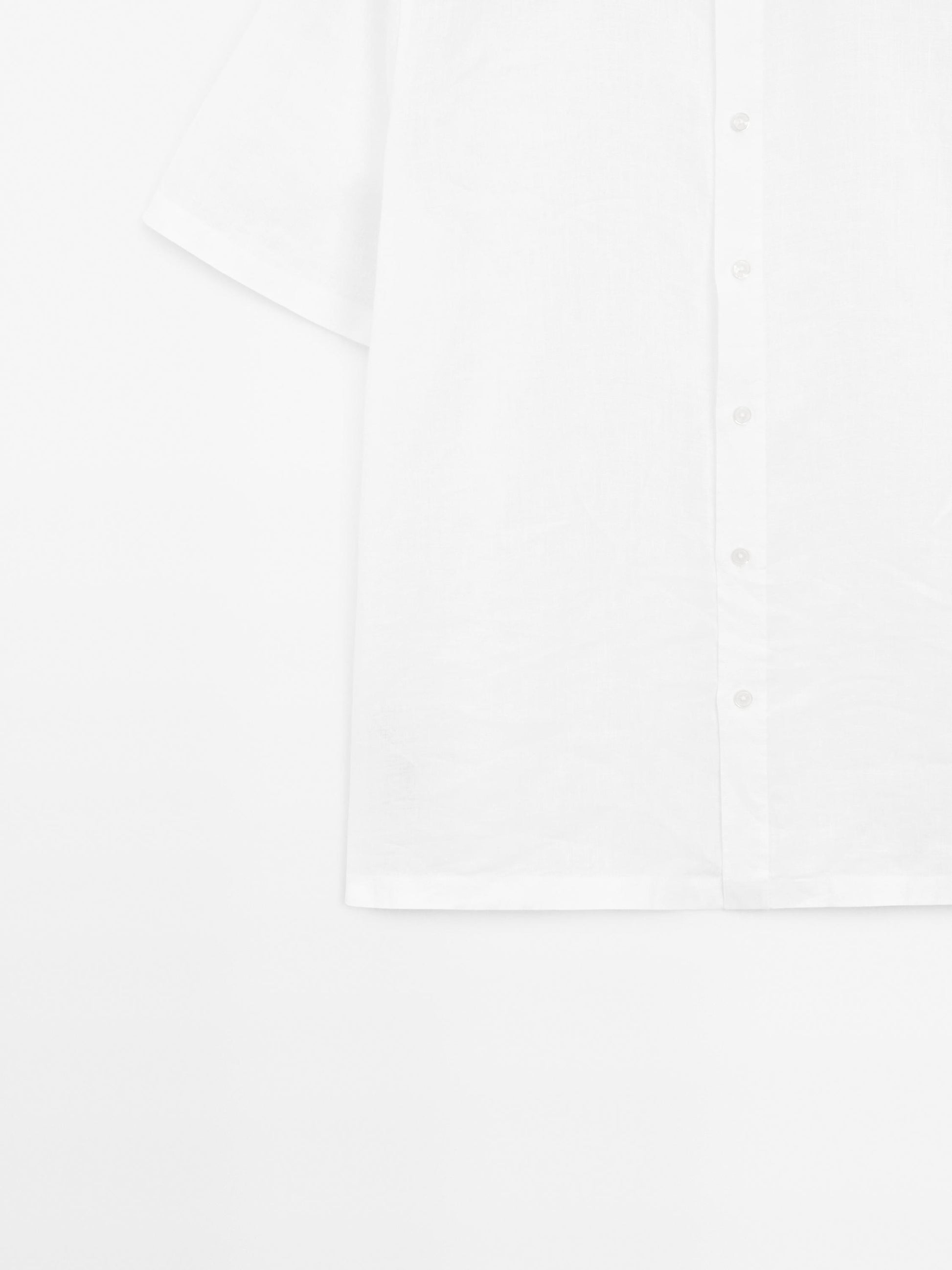 White Linen Shirt  Relaxed Fit Half Sleeves - Adam Spirit
