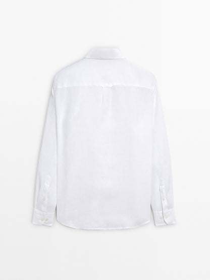 White Linen Shirt Relaxed Fit Summer Essential for Effortless Style - Adam Spirit