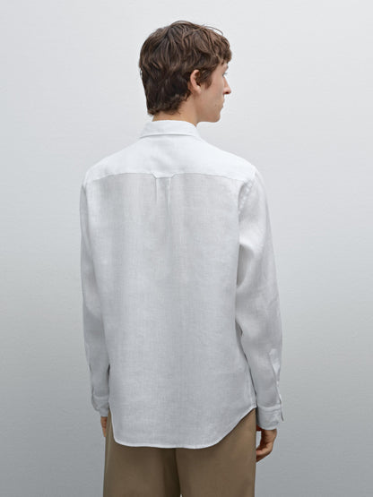 White Linen Shirt Relaxed Fit Summer Essential for Effortless Style - Adam Spirit