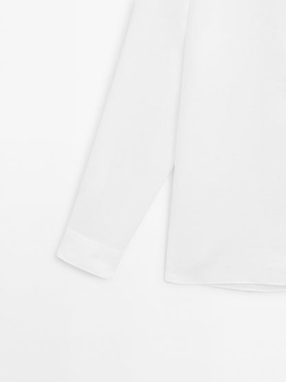 White Linen Shirt  Short Kurta Style - Adam Spirit