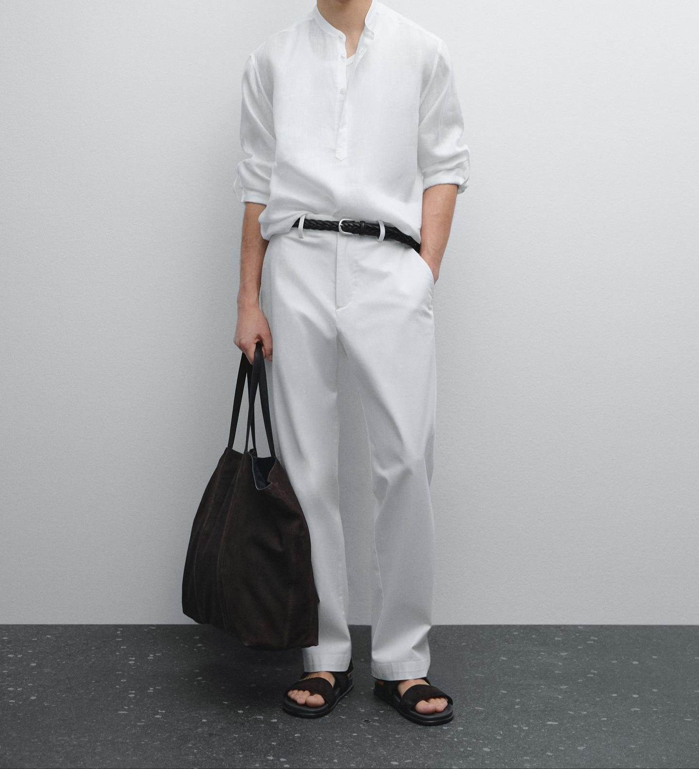 White Linen Shirt  Short Kurta Style - Adam Spirit